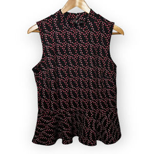 Banana Republic Women's Black, Red & White Sleeveless Peplum Blouse Size Small